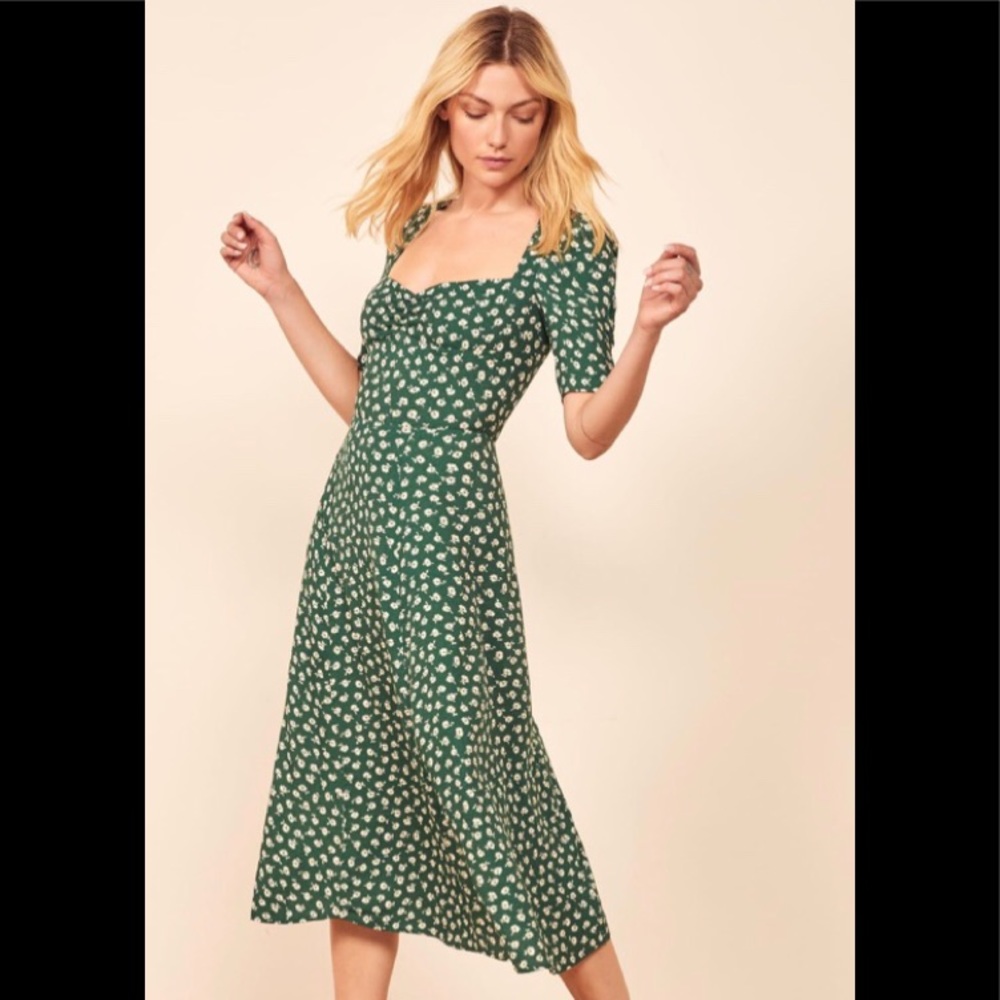 Reformation Matin Green Dress Sz 8